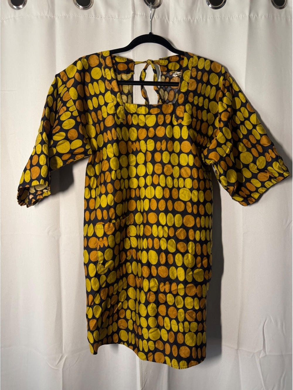 Design House Vintage Yellow and Brown Polka Dot Smock - House Apron 100% Cotton